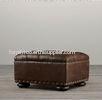 Home Furniture Brown leather storage footstool Ottoman With Nailheads