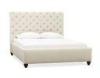 Comfortable fabric upholstered sleigh bed with Wood upholstered headboard