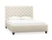 Comfortable fabric upholstered sleigh bed with Wood upholstered headboard
