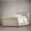 High End Chesterfield Wood Upholstered Bed / king size fabric sleigh bed