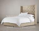 Low / High Back Tufted Linen Fabric and wood bed with upholstered headboard