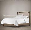 Antique Style Vintage Bedroom Furniture Fabric Upholstered Bed with Wooden Frame