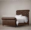French Vintage Chesterfield Upholstered King Leather Bed for Bedroom Furniture