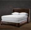 Amply padded throughout Solid Oak Wood King Leather Bed with storage