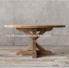 Country round wood furniture dining table with Rough - hewn salvaged wood planks