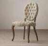 Solid oak frame Fabric Dining Chair with cabriole front and splayed back legs