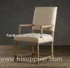 American Style Empire Parsons Upholstered Linen Fabric Dining Chair with brass nailheads