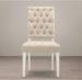 French Antique Style Wooden Fabric Upholstered Tufted Square dining room side chair