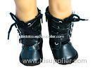 Black Patent Leather Long Shoe Laces Boots for 18 inch Doll / Madame Alexander Toy Accessories