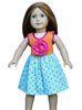 Red Dot Blue Doll Dress with Pink Flower Knot For 18 inch American Girl Doll / Madame Alexander Doll