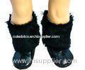 Black Leather And Fur Knee Boots For 18 inch American Girl Doll / Madama Alexander Dolls