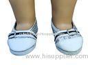 Silver Paillette White Head Doll Shoes With Metal Button For 18 Inch Madame Alexander Doll