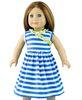 Blue And White Streak Golden Neckline Nylon Dress / Clothing for American Girl Dolls