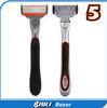 Manual shaving black rubber handle safety Five blade razor for sensitive skin