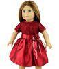 Beautiful Rose Red Lace Applique Satin Prom Dress For 18 inch Doll