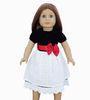 Black And White Muslin Dress for 18 inch Doll with Red Bowknot Girdle