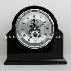 black high gloss finish wooden skeleton clock