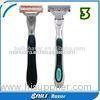 Metal alloy + rubber handle triple blade system razor for men / women