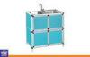 Blue or Custom Aluminum Storage Cabinets / Kitchen Sink Cabinet With Water Faucet