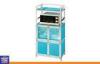 Aluminium Plastic Panel Microwave Oven Storage Cabinets with Glass Door and Dish Rack