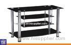 Classical Tempered Glass DVD Table / Tea Table Modern TV Stands with Aluminium Tube