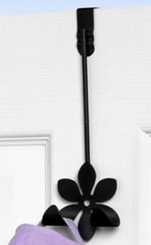 Clothes hanger for over the door black color flower shaped