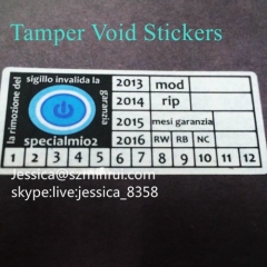 Custom Tamper Evident Security VOID Stickers One Time Use Waterproof Void Label Security Sticker For Packing Labels