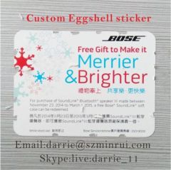 Design and printing color advertising 6X8cm Destructible Eggshell sticker for free