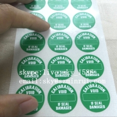 Dia 30mm Green Circle Tamper Evident Security Seal Sticker with Customized Printing QA Calibration Security Seal Paper S