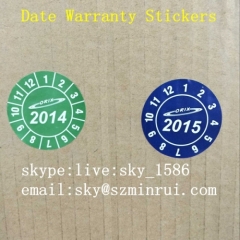 Date Printed Blue Circle Security Void Tamper Evident Label Ultra Destructible Sticker If Tampered Warranty Void