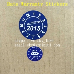 Date Printed Blue Circle Security Void Tamper Evident Label Ultra Destructible Sticker If Tampered Warranty Void