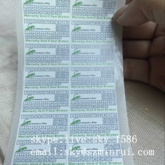 Customized Printing Rectangle Tamper Evident Seal Label Self Destructive Security Seals Sticker