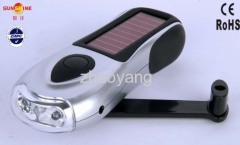3 leds solar dynamo flashlight cell phone charger