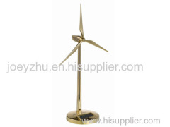 Golden Metal Wind Generator Model with Digital Clock