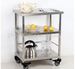 Stainless steel kitchen food storage and moving service hand trolley