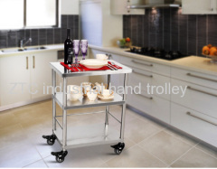 Stainless steel kitchen food storage and moving service hand trolley