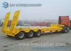 3 Axle 100 Ton Low Bed Semi Trailer heavy duty flatbed trailer With Manual Ramp