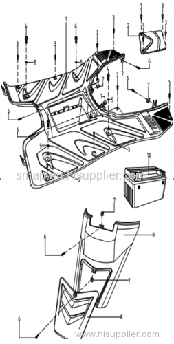 FIGURE 6 Foot Treadle/Glove Compartment Front Shroud / Small Cover