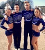 Custom couple team stylish rhinestones cheap cheerleading uniforms