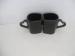 Stoneware Couple Black Mugs with Heart Handle Shape