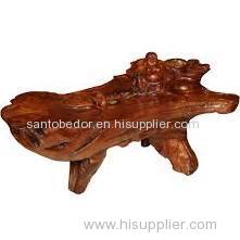 Very Unusual Carved Tree Trunk Chinoiseri Style Coffee Table