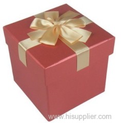 Fine and cute paper material Christmas Box with color silk ribbon