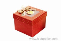 Fine and cute paper material Christmas Box with color silk ribbon