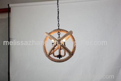 Rope Chandelier Retro Country Style Celing Pendant Light