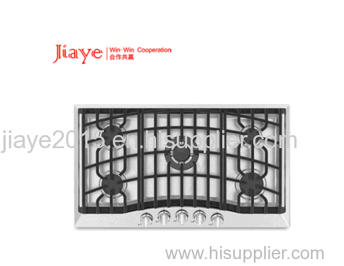 Gas cooker with 5 burners Cast iron pan support hob