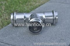 Stainless steel press fitting equal tee for pipeline