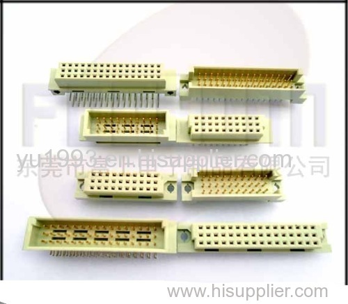 Din 41612 connector with 3 rows 16 pins male right angle type