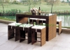 Brown rattan wicker bar stools set furniture factory