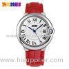 Red Leather Strap Analog Quartz Watch Japanese Movement for Lady