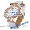 Leather Band Watch with Diamond Quartz Watch